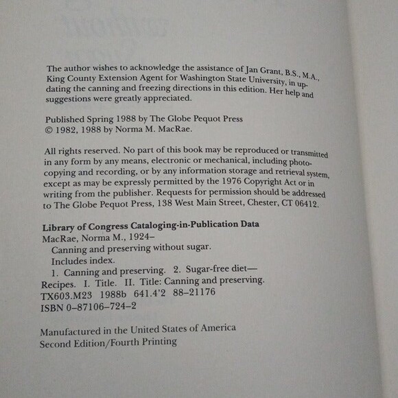 Canning And Preserving Without Sugar-Norma M MacRae, R.D.-2nd Edition-1988-SC - Picture 9 of 9